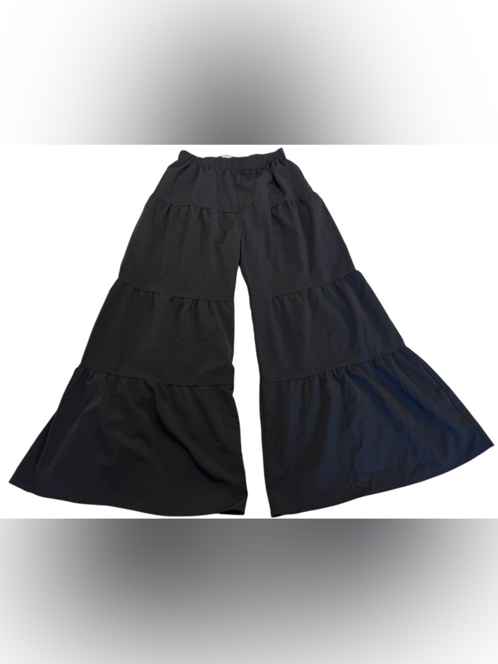 Wide Tiered Palazzo Pants - Black